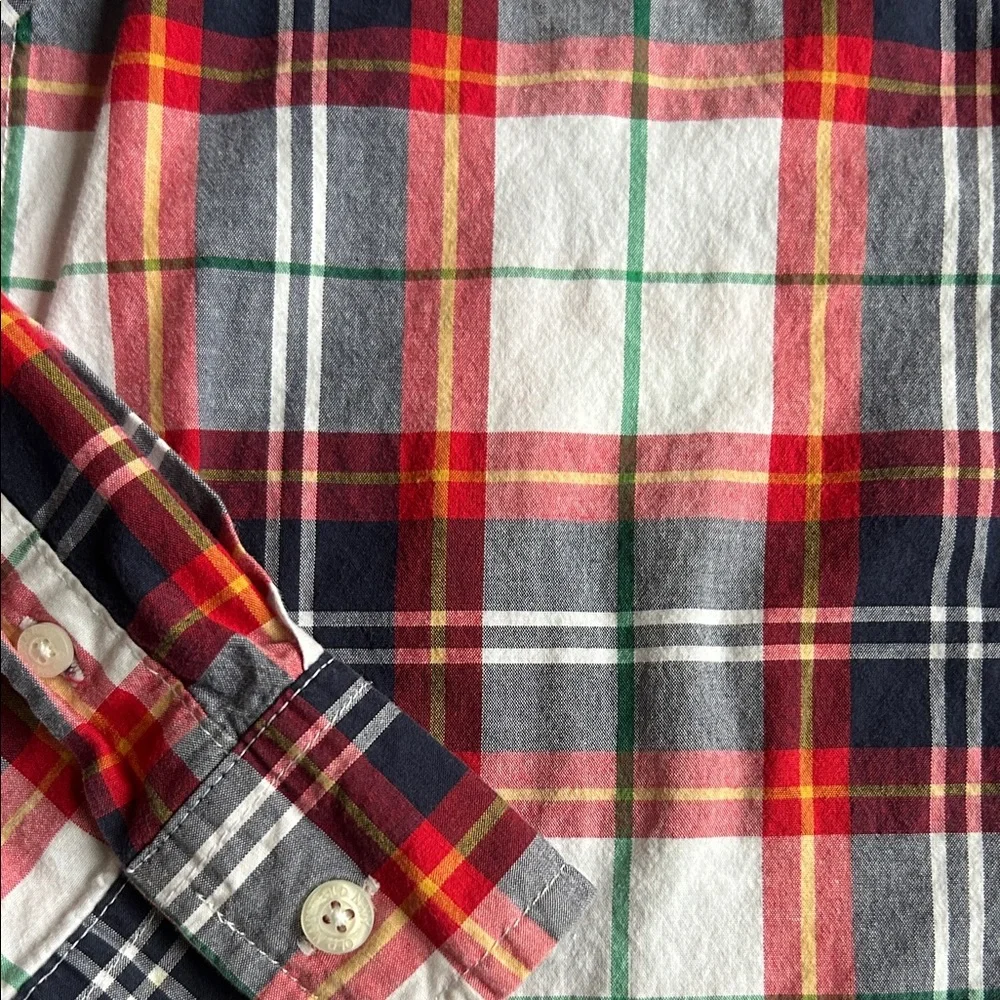 Old Navy Kids Checkered Button-Down Shirt - Red, Green, White